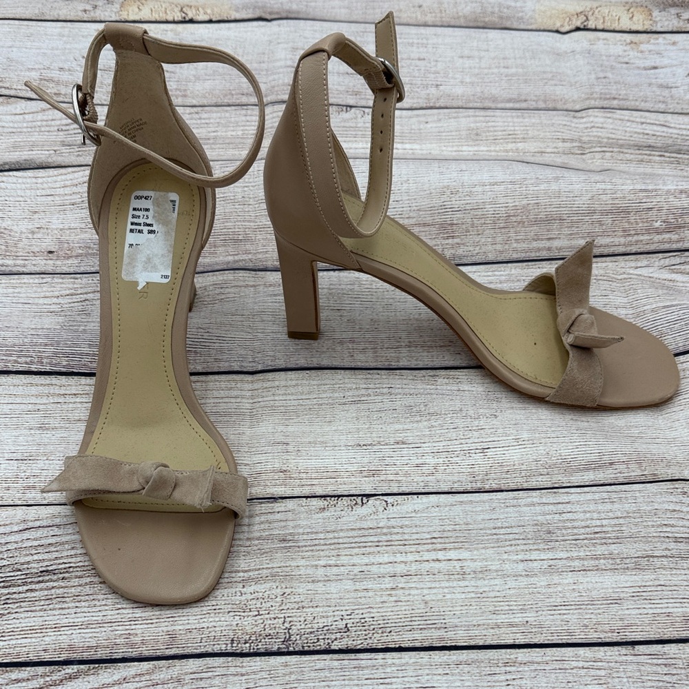 Marc Fisher Beige Ankle Strap Heels with Bow
